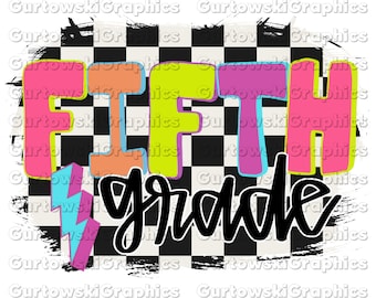 Fifth Grade PNG,Retro Back to School Grades,Kid Designs for school,First Day Of School,School Png, Retro PNG, 5th Grade designs
