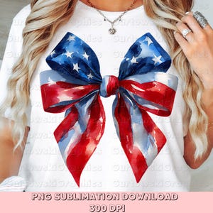 Coquette Watercolor Bow, American Girl Png,Coquette Bow Png,4th of July Sublimation,America Png,American Flag PNG,Coquette Independence Day