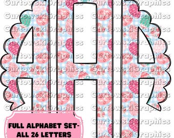 Easter Egg Monogram,Easter Scallop Monogram,Full Alphabet Monogram,Easter Alphabet,Doodle Monogram Digital Download