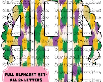 Monograma de Mardi Gras, Monograma de Alfabeto Completo, Alfabeto de Mardi Gras, Monograma Doodle Descarga Digital, Monograma de Rosca de Reyes, Diseño de Martes de Carnaval