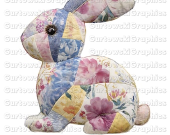 Patchwork trapuntato coniglietto pasquale, vintage floreale png, ricamo finto pasquale, pasqua femminile png, vintage buona pasqua png, coniglietto pasquale retrò png