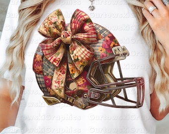 Fall Football Floral Helmet PNG, Game Day Football PNG,Preppy Football Shirt Design,Coquette Football Mama Sublimation, Preppy Fall Football