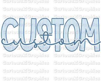 Custom Name Seersucker Blue Digital Download PNG file, baby boy png, PNG files for Sublimation, seersucker name png, New baby png