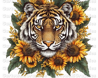Sonnenblumentiger Png,einfacher Tiger Png,Blumentiger Png,Tiger Sublimation Png,wildes Mädchen Sommer Png,Tiger Trendy Png,Tiger Sublimation
