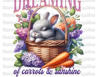 Dreaming of Carrots Easter Bunny png,Floral Easter Bunny,Girly Easter Bunny Png,Easter Coquette Floral png,Easter Dreams png