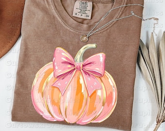 Bunt Coquette Gold Glitter Kürbis Png, Girly Herbst Kürbis Design, Herbst Kürbis Coquette Bow Png, Aquarell Kürbis Herbst, Pinselstriche