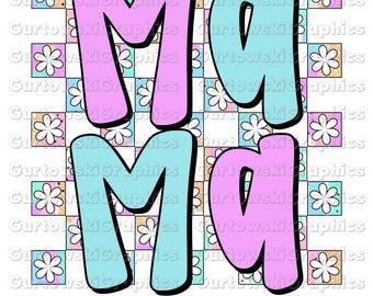 Mama lente retro png, penseelstrekenpatroon png, Moederdag bloemen, mama bloem png, preppy mama png, retro mama bloem png, moederdag png