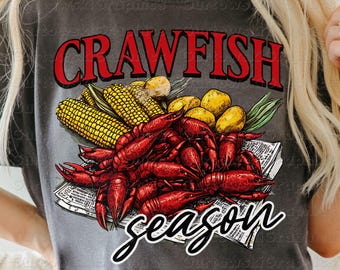Crawfish Season PNG, Crawfish Boil Sublimation, Louisiana Seafood Shirt Design, Digital File, Cajun Party, Crawfish Season Vibes Png