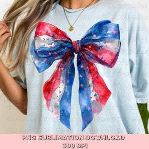 Coquette Watercolor American Flag Bow Png,Coquette Bow Png,4th of July Sublimation,America Png,American Flag PNG,Coquette Independence Day