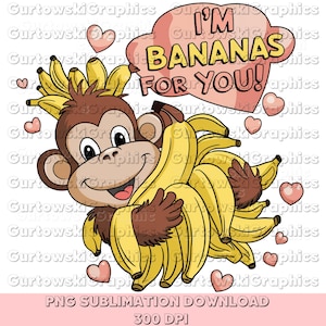 Affen valentine png, lustiger Kinder valentine png, Affen valentine png, Bananen für Sie png, png, Retro Valentine design png