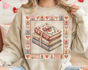 Vintage Books Granny Square Vintage Book Lover Digital Download Vintage Thrift Book Design Antique Books Valentine Faux Quilt Design
