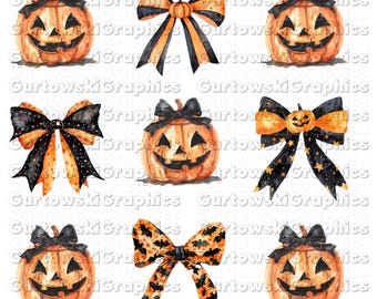 Cute Halloween Pumpkin png, Coquette Bow Halloween png, Spooky Season png, Halloween themed png, Pumpkin png, Halloween Dtf design