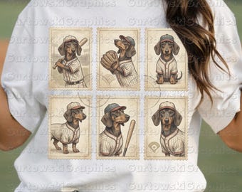 Vintage Stamp Dachshund Baseball PNG, Wiener Dog Sublimation Design for Shirts, Funny Dog Mom Game Day Graphic DTF (Digital Download)