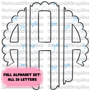 Coquette Blue Bow Monogram, Preppy Monogram Digital Download, PNG files for Sublimation, Blue Polka Dot Coquette Monogram, Floral Alphabet
