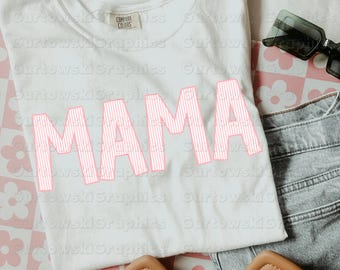 Mama Pink Seersucker Digital Download PNG file, Mama of girls png, PNG files for Sublimation, Seersucker name png, New baby png