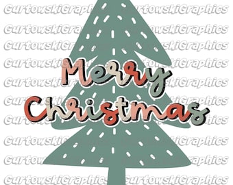 Feliz Navidad Retro Digital Descargar archivo PNG, PNG Sublimación, Navidad PNG, Navidad retro PNG, Árbol de Navidad PNG, Navidad en color neutro