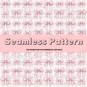 Coquette valentine bows seamless pattern, Valentine's seamless pattern,Valentine digital paper,pastel pink bows png,pink coquette