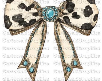 Lazo de coqueta de piel de vaca, PNG, Western PNG, Estampado de piel de vaca, Western Coquette Mama, PNG, Piel de vaca turquesa, Diseño de sublimación Western