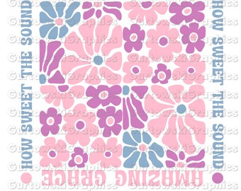 Amazing Grace floral PNG, Sublimação Cristã, Tipografia, Versículo Bíblico png, PNG Religioso Cristão, Desenhos de Primavera, Floral Religioso