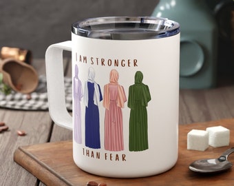 Stronger than fear Insulated Coffee Mug 10oz,Hijabi gifts,Muslim gift ideas,eid gift ideas,ramadan gifts,ramadan coffee mug,tea mugs,ceramic