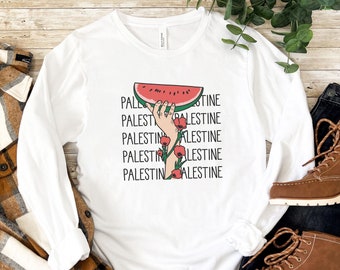 Free Palestine Long Sleeve shirt,Free Palestine shirt, Muslim woman clothing, muslim apparel, hijabi long sleeve tshirt,muslim long sleeve