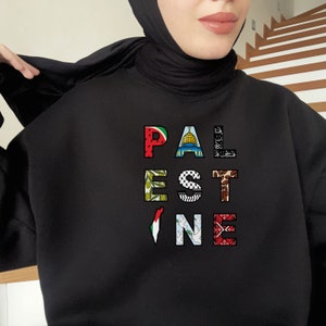 Free Palestine sweatshirt,muslim shirt,muslim women clothing,hijabi sweatshirt,free gaza,palestine sweatshirt,tatreez and keffiyeh design