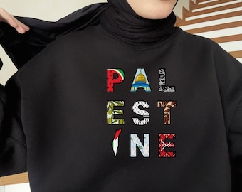 Free Palestine sweatshirt,muslim shirt,muslim women clothing,hijabi sweatshirt,free gaza,palestine sweatshirt,tatreez and keffiyeh design
