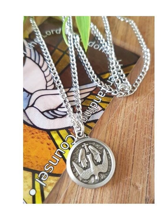 Holy Spirit Pewter Necklace, Confirmation Pendant,7 Gifts of the