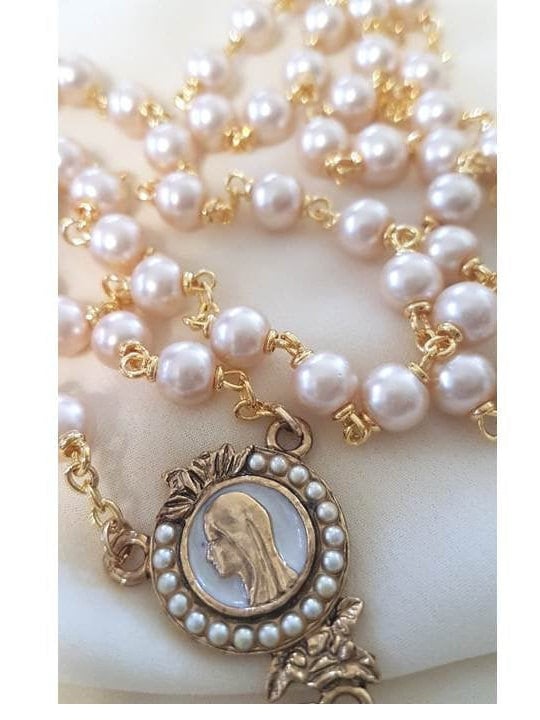 Gold Plated Pearl Rosary,feminine Pearl Rosary,mother of Bride Gift ...