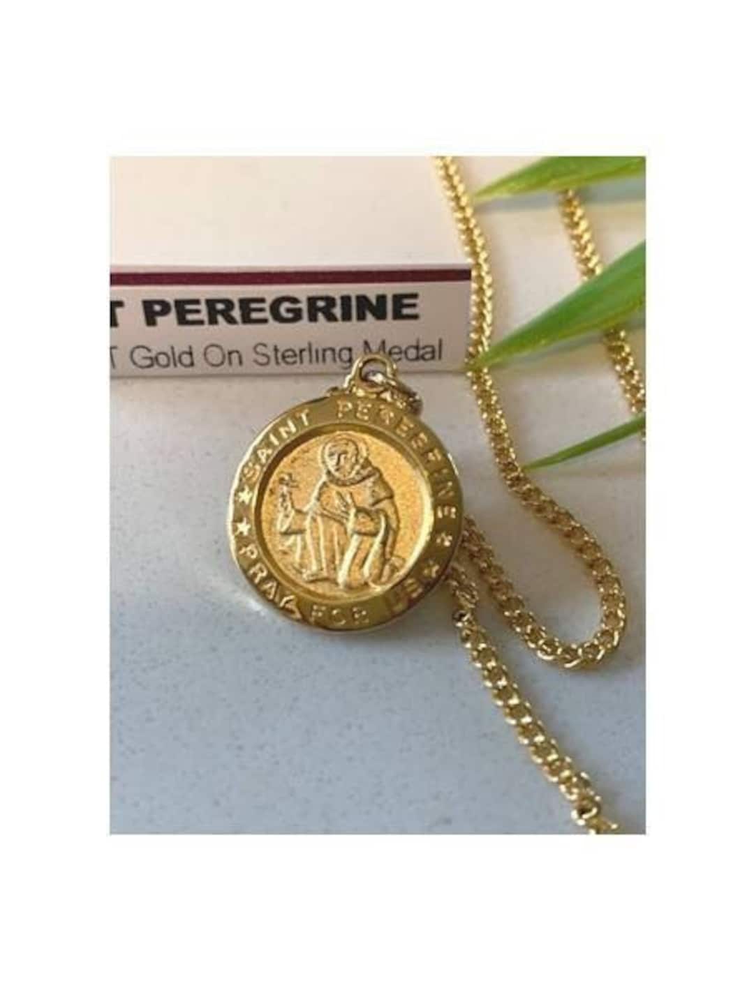 St Peregrine Medal, 18KT Gold Plated Saint Peregrine, Healing Saint ...