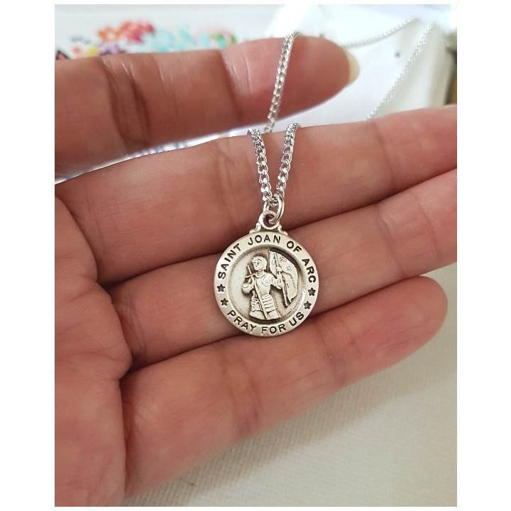 St Joan of Arc Sterling Medal Necklace/sterling Silver Saint - Etsy ...