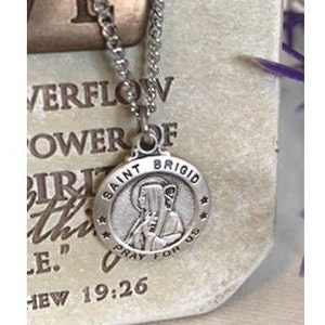Sterling Silber St Brigid Halskette / Fruchtbarkeit und Babys Schutzpatron Silber Medaille / Unisex Sterling St Brigid Anhänger / Unsere Liebe Frau der Iren