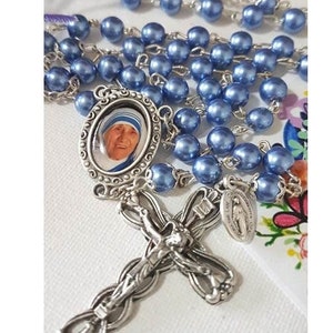 Mother Teresa Rosary,blue Pearl Rosary,st Teresa of Calcutta Rosary ...