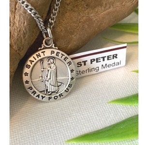Saint Peter Sterling Silver Medal, Patron Saint Medal, Silver St Peter Medallion, The Twelve Apostle, St Peter The Apostle Medal, St Simeon