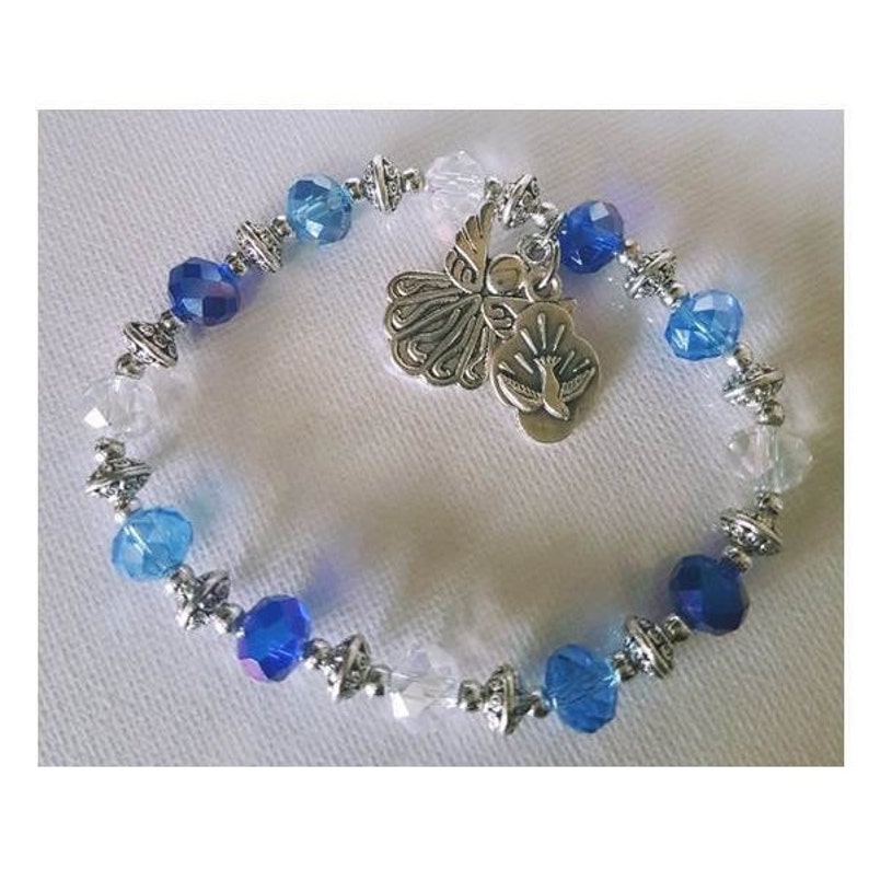 Bracelet Purple Angel glass crystal bead Guardian gift stretchy charm heart 