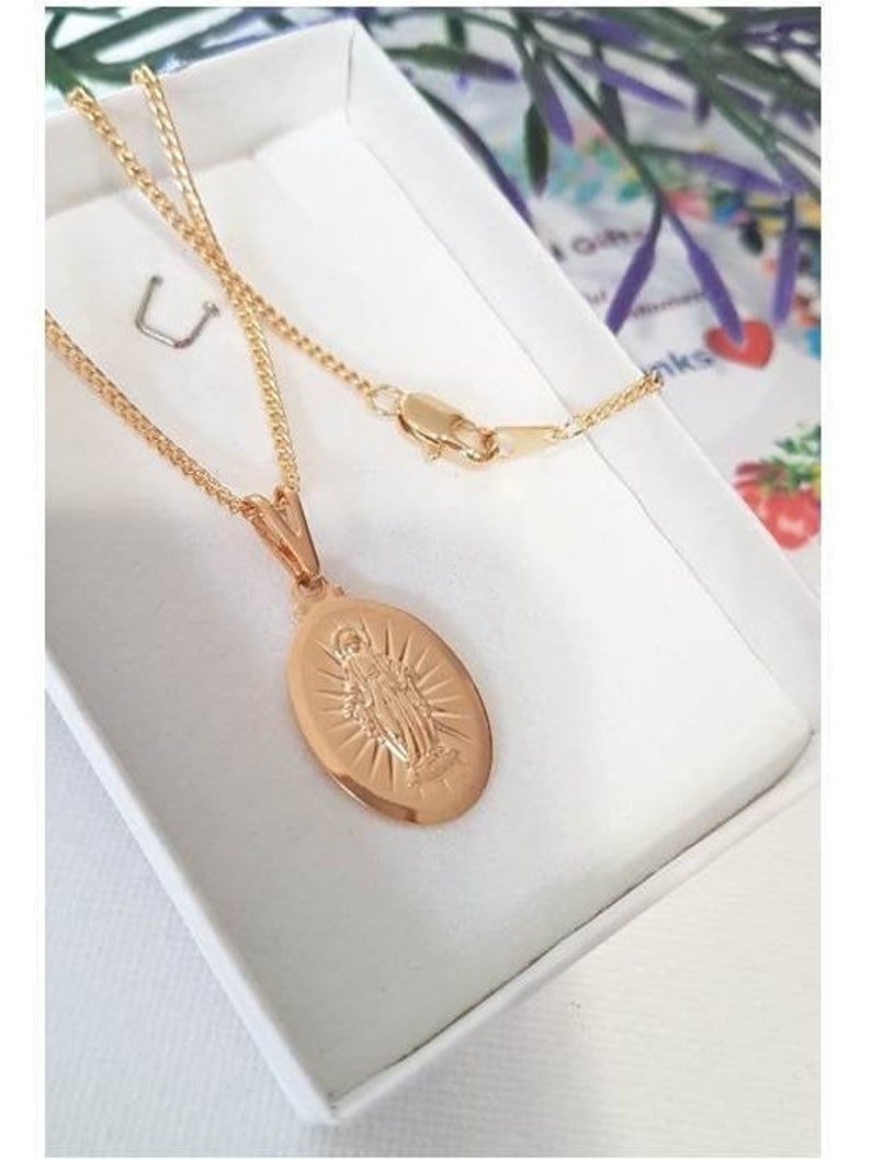Virgin Mary Gold Filled Pendant18K Gold Filled Our Lady Of Grace NecklaceLadies Miraculous Lady PendantGirls Gold Filled Madonna Pendant