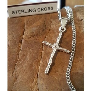 Sterling Cross Pendant, Boys Cross Necklace, Crown Of Thorns Medal, Men Rugged Sterling Cross, Graduation Gift Ideas, Confirmation Jewelry