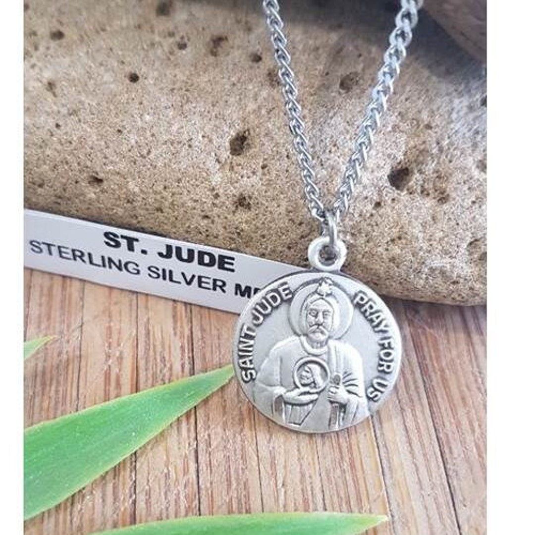 St Jude Thaddeus Sterling Medal,adult Sterling Patron Saint Necklace ...
