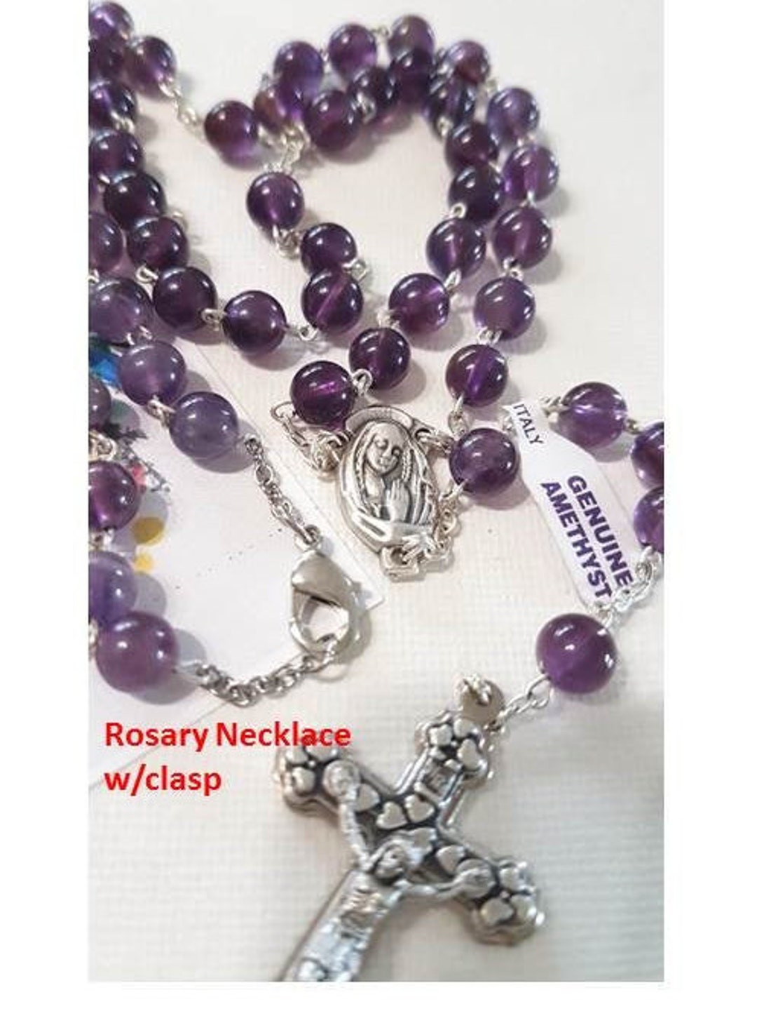 Gemstone Amethyst Rosary Necklace genuine Amethyst Rosary Healing Gemstone Prayer Beads italian Beads Gemstone Rosary amethyst Rosary Chain Etsy