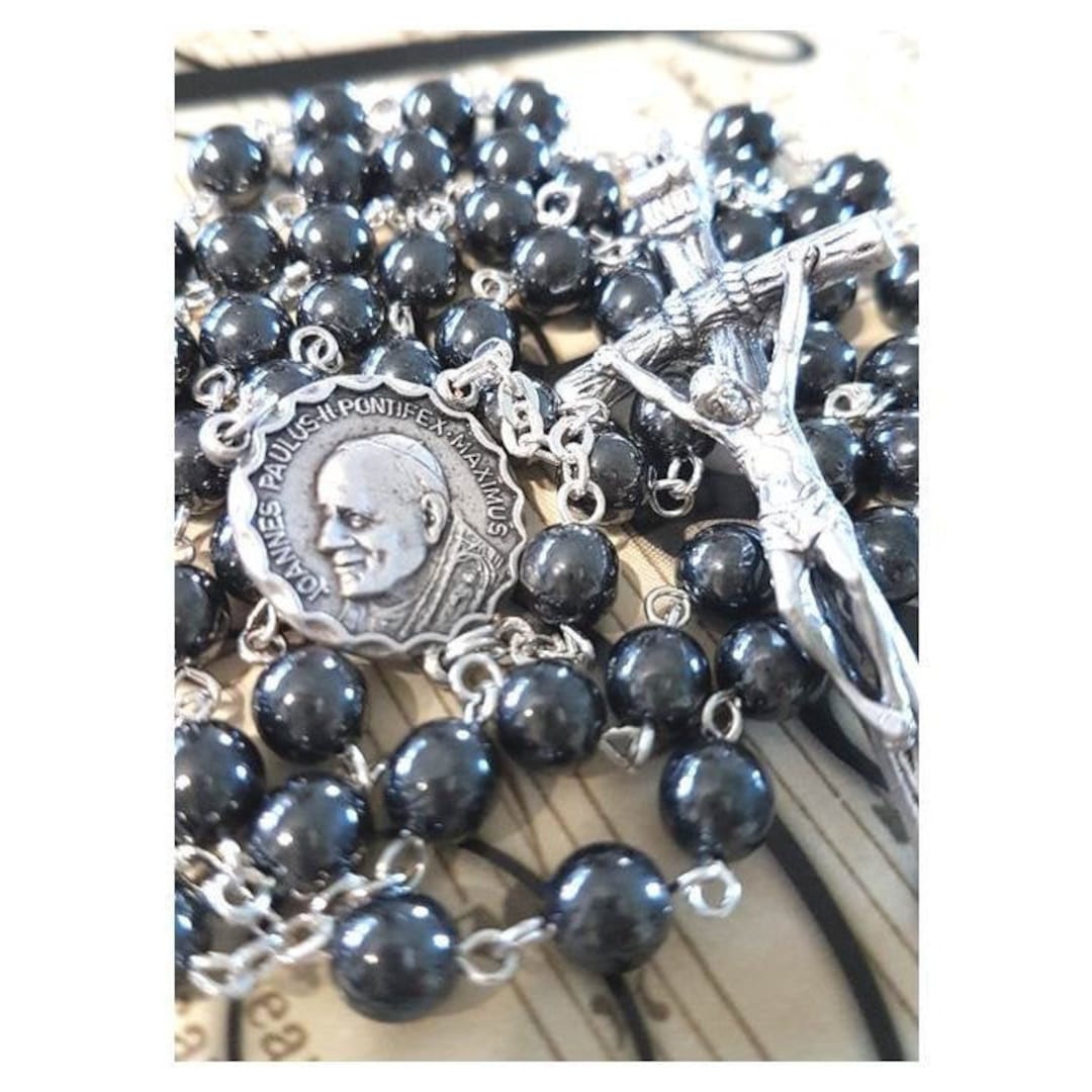 Pope Saint John Paul 11 Rosary,papal Crucifix,hematite Papal Rosary ...