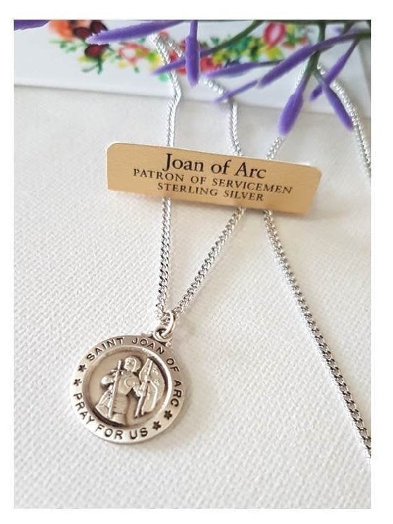 St Joan of Arc Sterling Medal Necklace/sterling Silver Saint Joan of ...