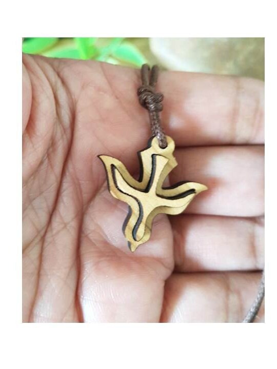 Charming olive wood cross necklace handmade in Nazareth For Men, Women,  Boys & Girls
