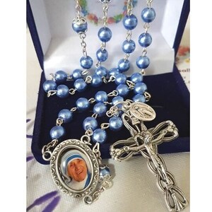 Mother Teresa Rosary,blue Pearl Rosary,st Teresa of Calcutta Rosary ...