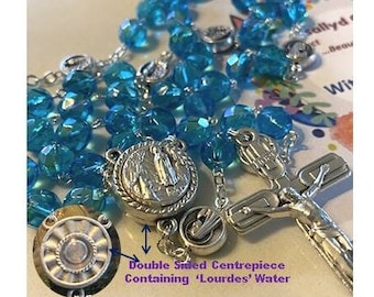 Lourdes Water Rosary,Our Lady of Lourdes Rosary with Lourdes Water,St Bernadette Rosary,Rosary with Apparition of Mary, Saints Prayer Card
