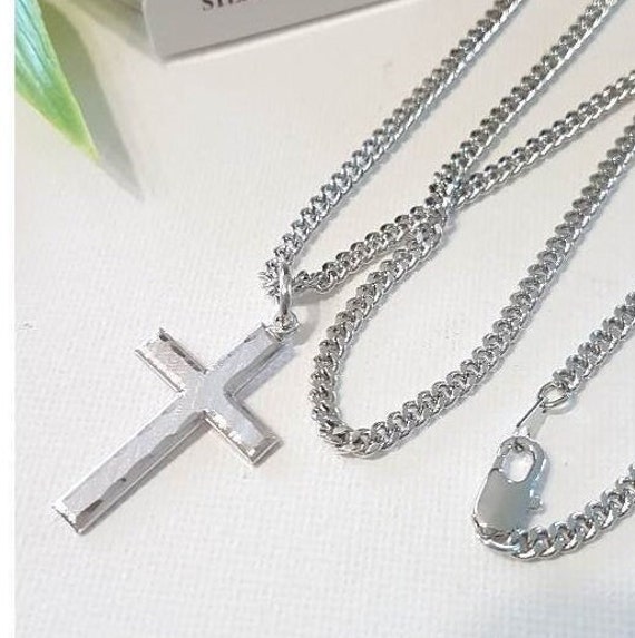 Mens Sterling Silver Cross Necklace/silver Cross Necklace/men and Women  Christian Cross Jewelry/heavy Chain Quality Sterling Cross -  Norway