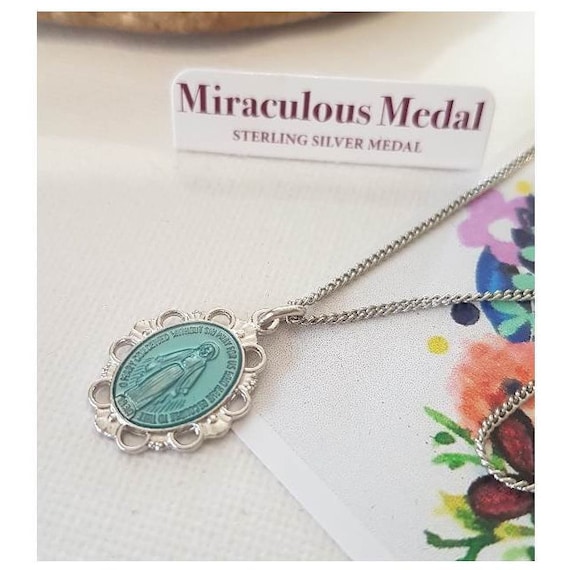 Medaglia Ovale Vergine Miracolosa In Oro Bianco 18kt E Zirconi Neri - Foto 11