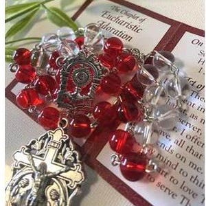 Chapelet d'adoration eucharistique avec comment prier le chapelet, chapelet d'adoration eucharistique avec carte de prière, chapelet de lecture privée