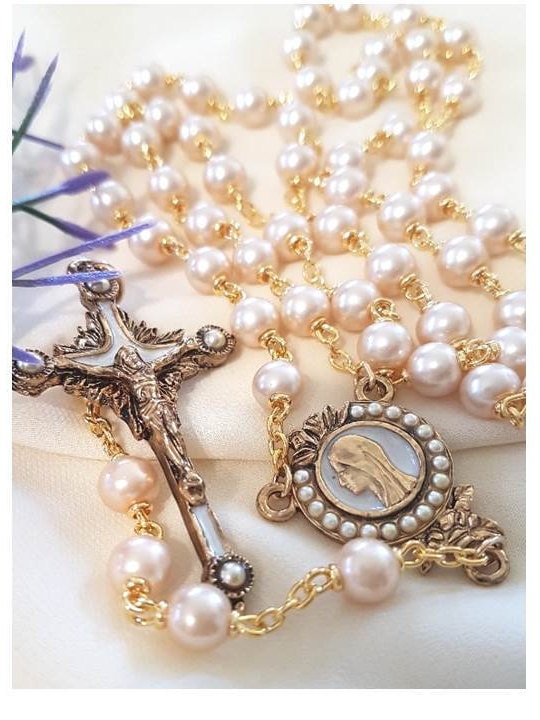 Gold Plated Pearl Rosary,feminine Pearl Rosary,mother of Bride Gift ...