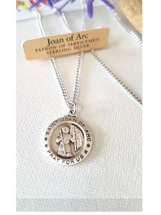St Joan of Arc Sterling Medal Necklace/sterling Silver Saint Joan of ...