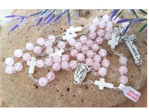 Rose Quartz Beaded Rosary Making Kit-ROSARY-KIT-ROSEQUARTZ
